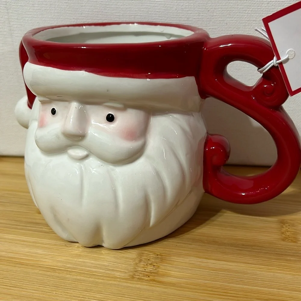 Peppermint & Pine Christmas Santa Claus Coffee Mug Whimsy Hand Painted 18oz. NWT
